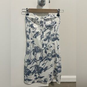 Misguided White and Blue Strapless Dress